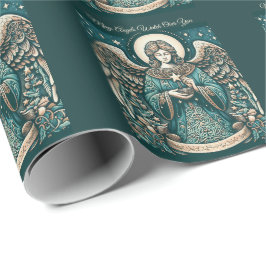 Papel De Regalo Ángel Dorado de la Paz