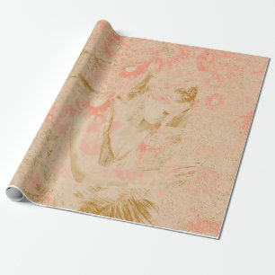 Papel De Regalo Angel Elegant Heavenly Sepia Pink Floral Antiguo