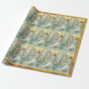 Papel De Regalo Ángel en azul