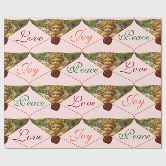 Papel De Regalo ANGEL HEART RED WAX SEAL Love Peace Joy (Superficie plana)