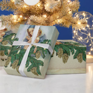 Papel De Regalo Ángel Navidades Mery y Jesús en la luz de las vela