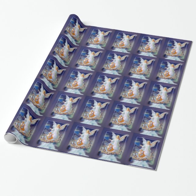 Papel De Regalo Ángel, niños y puente de guarda (Desenrollado)