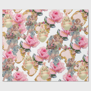 PAPEL DE REGALO ANGEL ROMÁNTICO REUNIÓN DE ROSAS ROSAS DE ROSA,HUE