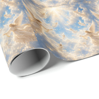 Papel De Regalo Ángeles Celestiales en las Nubes | Cristiano Celes