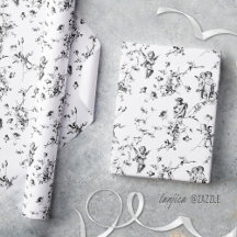 Ángeles Cupido Vintage Floral Toile Negro Blanco
