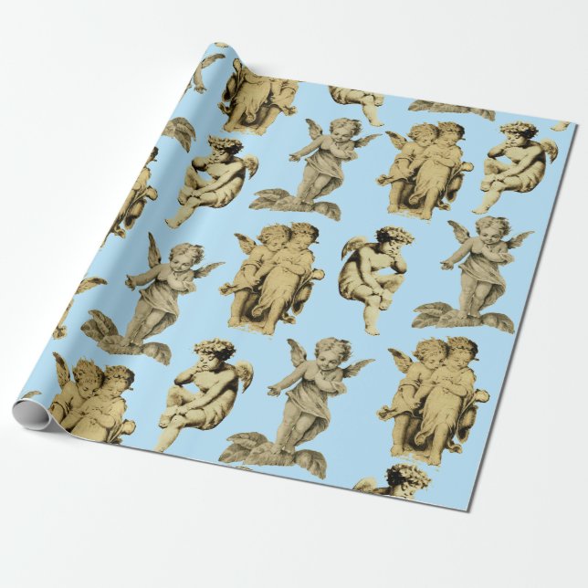 Papel De Regalo Ángeles de Cherub agudos festivos (Desenrollado)