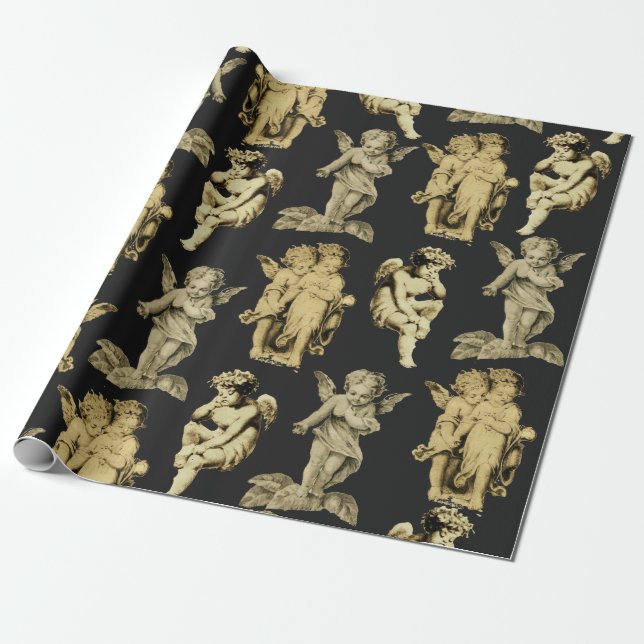 Papel De Regalo Ángeles de Cherub agudos festivos (Desenrollado)