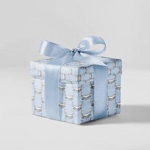 Papel De Regalo Ángeles de cosecha en flor azul cielo