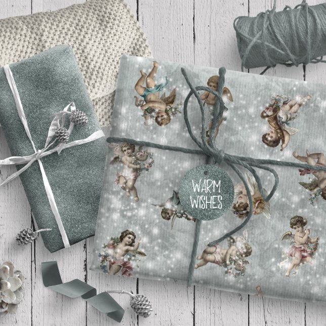 Papel De Regalo Ángeles de época Glittering Silver Sage ID136 (Subido por el creador)