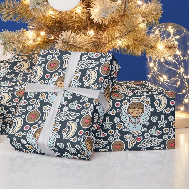 Papel De Regalo Ángeles en azul (Vacaciones)