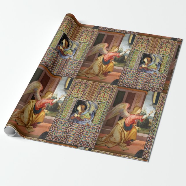 Papel De Regalo ÁNGELES navidades de FILIPINO LIPPI (Desenrollado)