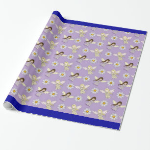 Papel De Regalo Ángeles Pequeños y Lindos en Púrpura