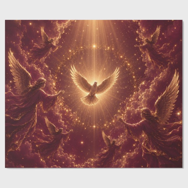 Papel de regalo Angelical Borgoña (Superficie plana)