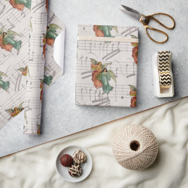 Papel De Regalo Angels navidades - Viñeta de música victoriana ant (Artesanía)