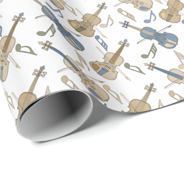 Papel De Regalo Anglage Violins Music Notes (Esquina del rollo)
