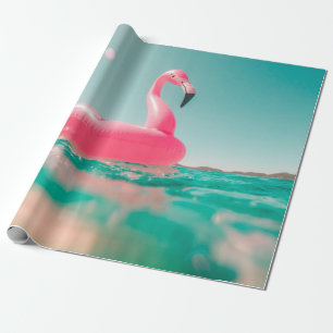 Papel De Regalo Anillo de natación de flamingo rosado en cuerpo de