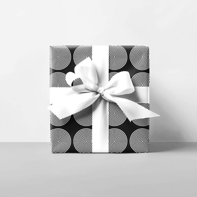 Papel De Regalo Anillos blancos y negros (Black and White Rings Wrapping Paper)