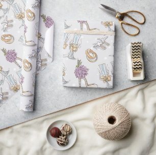 Papel De Regalo Anillos bodas Y Champagne