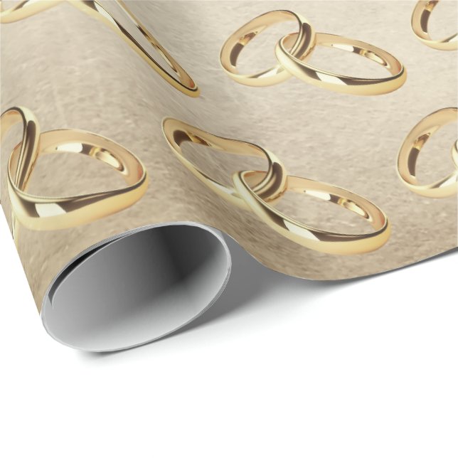 Papel De Regalo Anillos de Boda de oro (Esquina del rollo)