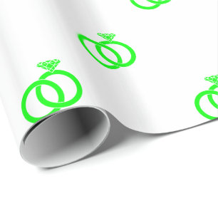 Papel De Regalo Anillos de boda verdes lima personalizables sobre