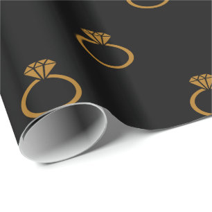 Papel De Regalo Anillos de compromiso de oro mate personalizables
