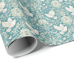 Papel De Regalo Anillos de encaje de palomas de boda elegantes