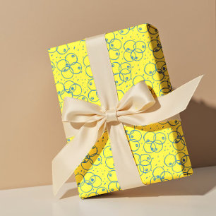 Papel De Regalo Anillos de garabato de cobalto – patrón moderno