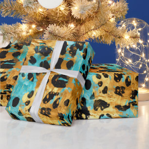 Papel De Regalo Animal del Leopardo Negro de Aqua Gold