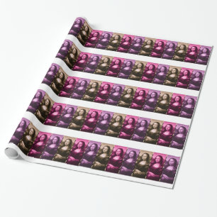 Papel De Regalo Animal Mona Lisa Imprimir Chocolate Púrpura Rosa