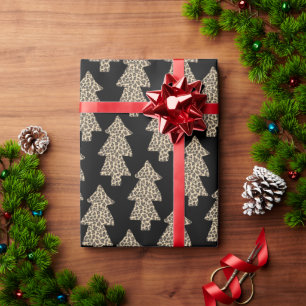 Papel De Regalo Animal negro y leopardo imprime árbol de Navidad