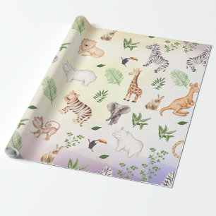 Papel De Regalo Animal salvaje con patrón de árbol de la selva