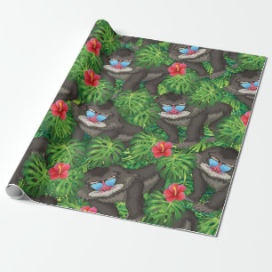 Papel De Regalo Animal salvaje del babuino en selva tropical de la