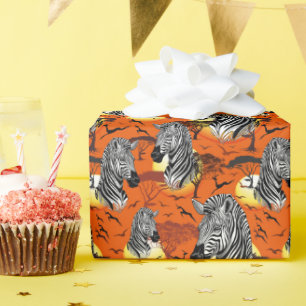 Papel De Regalo Animal silvestre de la sabana africana cebra