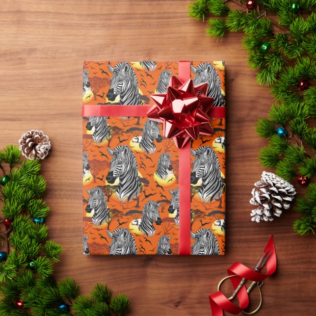 Papel De Regalo Animal silvestre de la sabana africana cebra (Regalo de vacaciones)