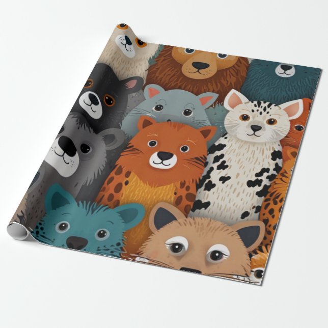 Papel De Regalo Animales Adorables (Desenrollado)
