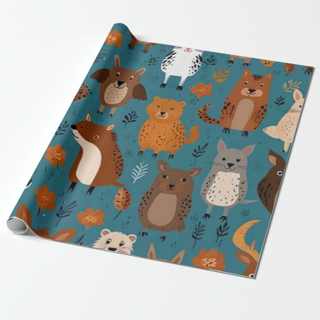 Papel De Regalo Animales Adorables (Desenrollado)