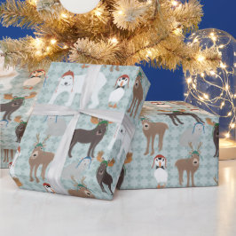 Papel De Regalo Animales árticos en Navidades de Gorras de inviern