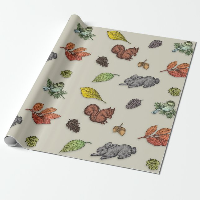 Papel De Regalo Animales Autum (Desenrollado)
