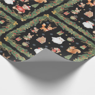 Papel De Regalo Animales Caprichosos del Bosque Navidad