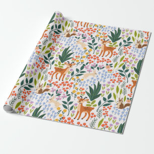 Papel De Regalo Animales caprichosos del bosque y gente del prado 