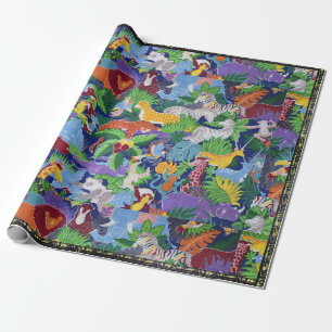 Papel De Regalo Animales coloridos de la jungla