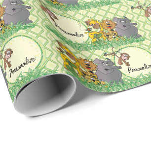 Papel De Regalo Animales de bebes de la jungla de Safari