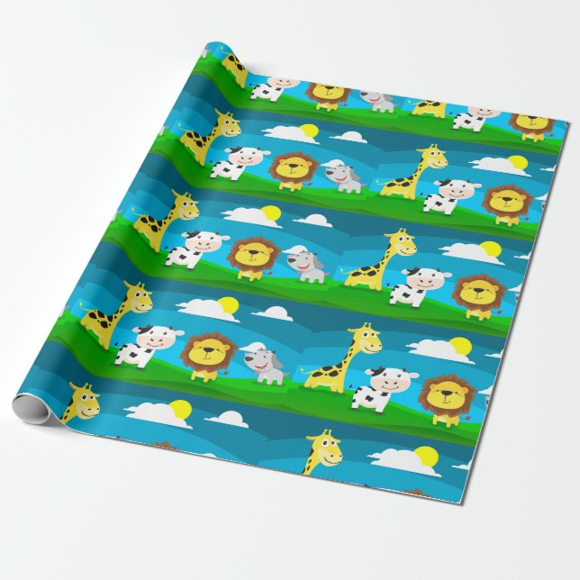 Papel De Regalo Animales de dibujos animados     (Desenrollado)