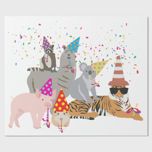 Papel De Regalo Animales de fiesta - Animales aburridos que tienen (Superficie plana)