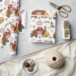 Papel De Regalo Animales de granja Acuarela Bebé Animales de granj