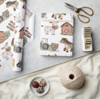 Papel De Regalo Animales de granja Fiesta de cumpleaños 1