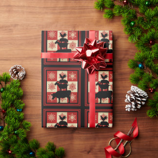 Papel De Regalo Animales de granja y copos de nieve Vibrar el invi