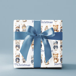 Papel De Regalo Animales de invierno bonitos Fa La Merry Navidad