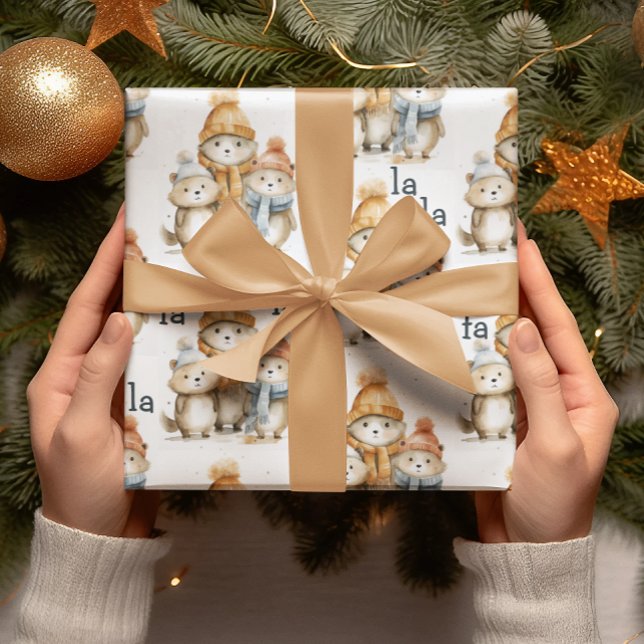 Papel De Regalo Animales de invierno curados acuarela niños Navida (Subido por el creador)