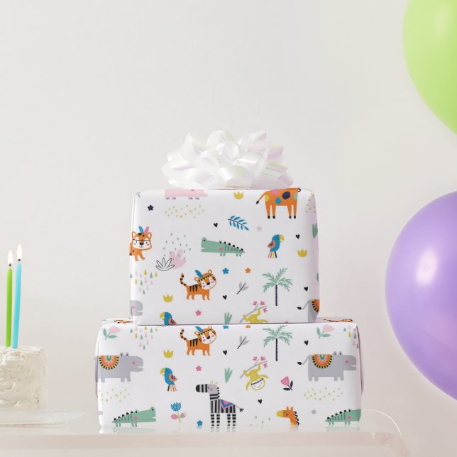 Papel De Regalo animales de la jungla (Regalos de fiesta)